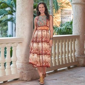 Sundance Outback Bloom Sleeveless Floral Prairie Wedding Guest MIDI